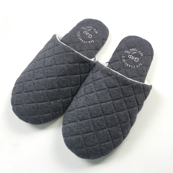 Gap Men’s Dark Grey Quilted Slippers 9 8 A23 - Picture 3 of 5